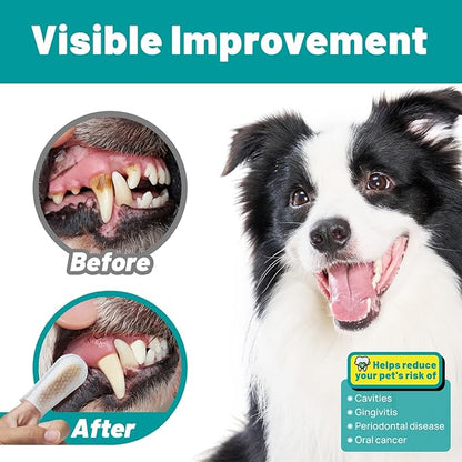 Dog Dental Care Wipes - Cat & Dog Teeth Cleaning Finger Wipes - Dog Tooth Brushing Kit Dental Wipes - Reduces Plaque & Freshens Breath (50 Pcs) SmileDenX