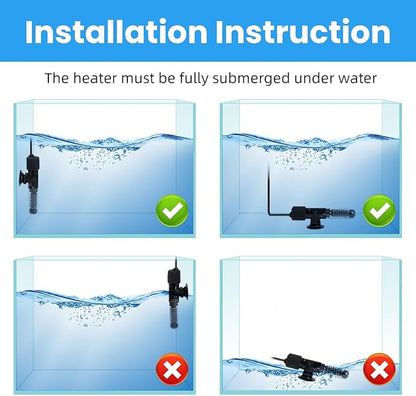 AQUANEAT Aquarium Heater, 25W Small Betta Fish Tank Heater, Mini Preset Water Thermostat with a Thermometer Aquaneat