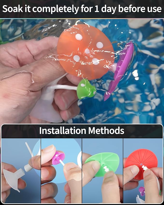 Uniclife Betta Mushroom Hammock Soft Aquarium Rest Bed Fish Breeding Playing Pad with Suction Cup Silicone Ornament Decoration Colorful Lifelike Decor for Fish Tank Landscape, 2 Pack UnicLife