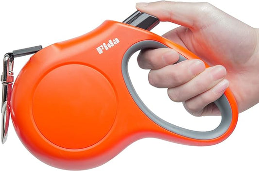 Fida Retractable Dog Leash, 16ft Heavy Duty Pet Walking Leash for Medium/Large Dog up to 110 lbs, Tangle Free. One-Hand Brake (Large, Orange) Fida