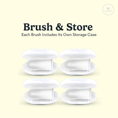 Jasper Dog Toothbrush, 360-Degree Silicone Dog Finger Toothbrush with Storage Cases, Dog Tooth Brushing Kit, Dog Teeth Cleaning Kit for Medium and Large Dogs, Use with Dog Toothpaste, 4-Pack Clear JASPER%C2%AE