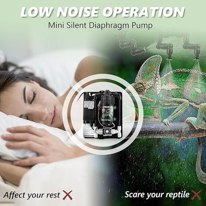 LANUEVA Reptile Humidifier, Quieter Mister Fogger for Terrarium with 4 Single Misting Nozzle + 2 Double Misting Nozzle, Reptile Mister Spray System for Reptile, Chameleon, Lizard, Snake, Frog LANUEVA