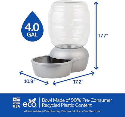 Petmate Replendish Gravity Waterer with Microban for Cats and Dogs, 4 Gallons,Silver, Made in USA - PAWPICO