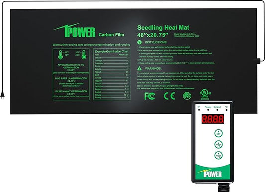 iPower 48"x20.75" Seedling Heat Mat and Digital Thermostat Combo Set, Warm Hydroponic Heating Pad for Germination, Indoor Gardening, Greenhouse iPower