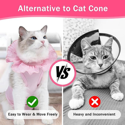 Cat Recovery Suit Cat Onesie for Cats After Surgery Female, Breathable Cat Surgery Recovery Suit for Abdominal Wounds Post-Surgery, Cat Surgical Spay Recovery Shirt for Cats Kitten Pink Large Coppthinktu