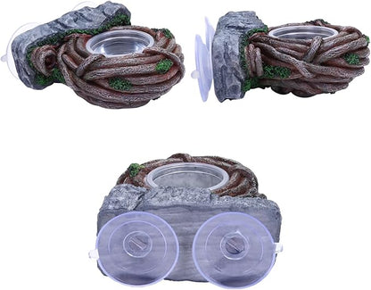 AIICIOO Vine Reptile Feeding Ledge Pet Food Bowl Water Dish Amphibian Feeder Bowl Reptile Terrarium Decor for Bearded Dragon Lizard Snake Frog Gecko Tortoise Hermit Crab AIICIOO