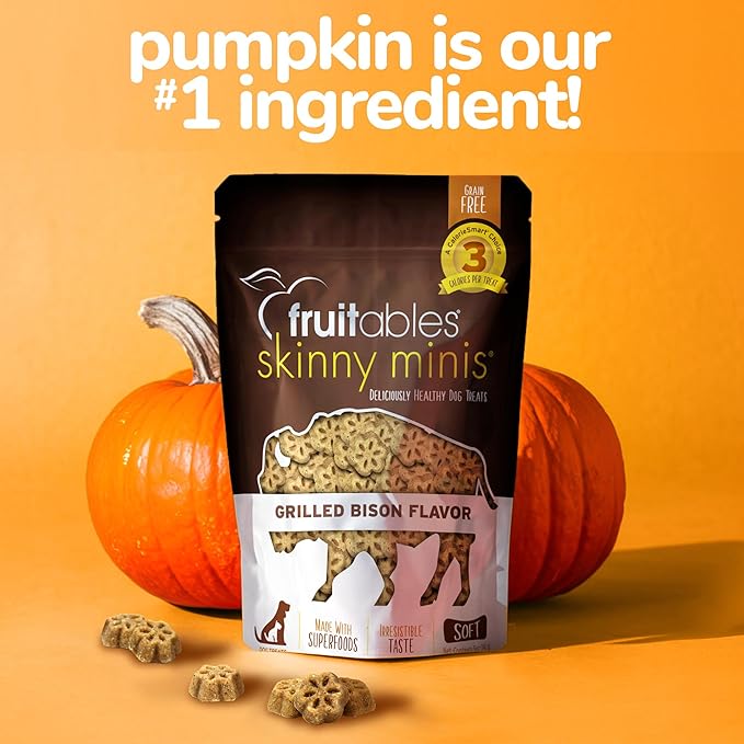 Fruitables Skinny Mini Dog Treats – Healthy Treats for Dogs – Low Calorie Training Treats – Free of Wheat, Corn and Soy – Grilled Bison – 12 Ounces (Pack of 2) - PAWPICO