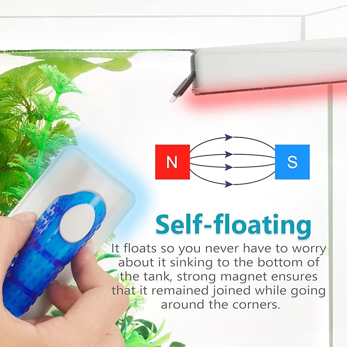 Magnetic Aquarium Fish Tank Glass Algae Scrapers Glass Cleaner Scrubber Clean [Blades Attachment, Floating, Scratch-Free, Non-Slip, Magnetizing] XL Neptonion