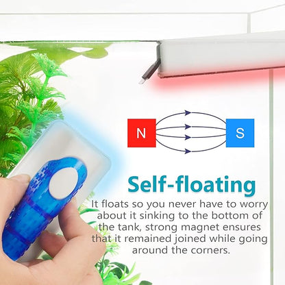 Magnetic Aquarium Fish Tank Glass Algae Scrapers Glass Cleaner Scrubber Clean [Blades Attachment, Floating, Scratch-Free, Non-Slip, Magnetizing] XL Neptonion