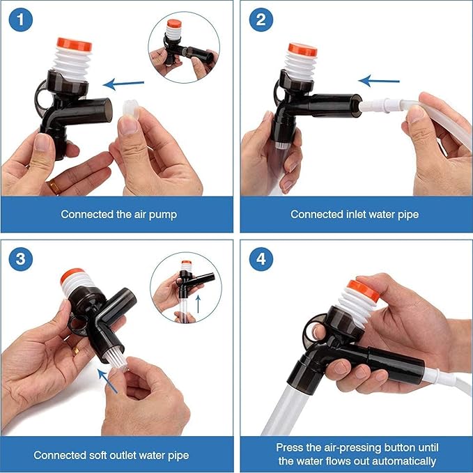 Aquarium Gravel Cleaner Fish Tank Kit Long Nozzle Water Changer for Water Changing and Filter Gravel Cleaning with Air-Pressing Button and Adjustable Water Flow Controller- BPA Free SSRIVER