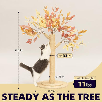 Cat Scratching Post 41.7" Tall Scratching Post for Indoor Cats Cat Scratcher Cat Tree Wrapped Sisal Rope Large Cat Scratching Post Cute Cat Scratching - PAWPICO
