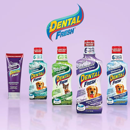 Dental Fresh Advanced Plaque and Tartar Water Additive, 17oz – Dog Teeth Cleaning Formula to Freshen Breath and Improve Overall Oral Health DentalFresh