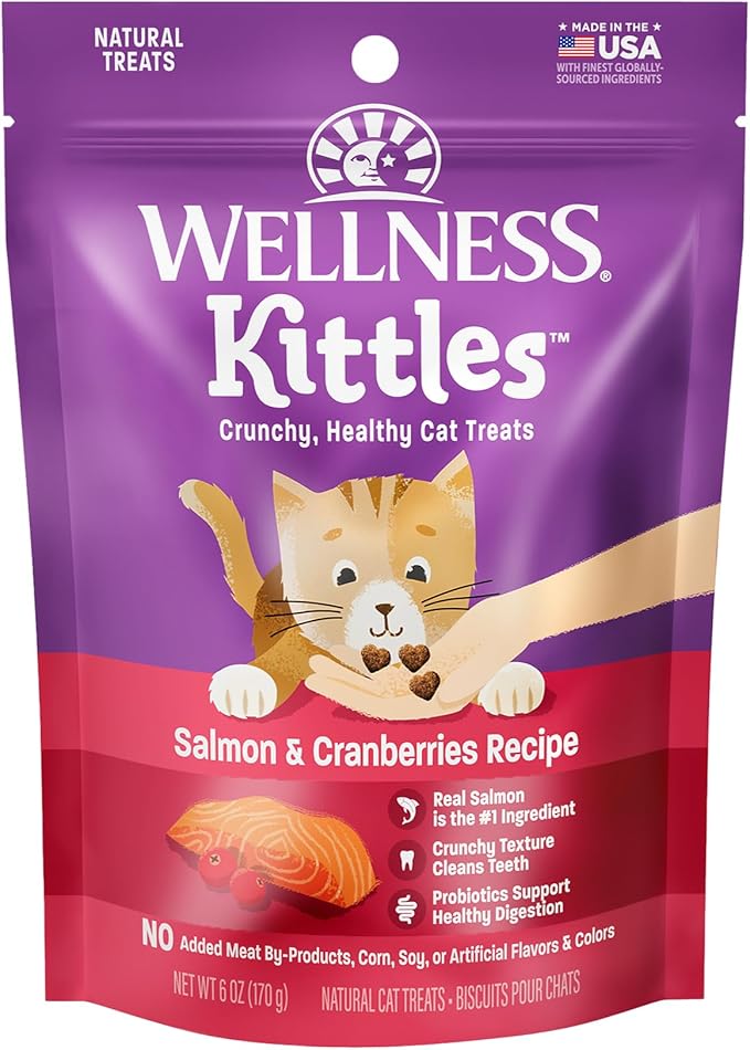 Wellness Kittles Natural Grain Free Cat Treats, Salmon & Cranberries, 6-Ounce Bag WellnessNaturalPetFood