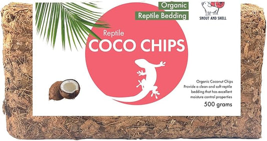 Snout and Shell Coco Chip Reptile & Amphibian Bedding 1.1 lb - Perfect for Snakes, Lizards & Tortoises Tunneling - 100% Organic Coconut Chip - 500 Grams SNOUTANDSHELL