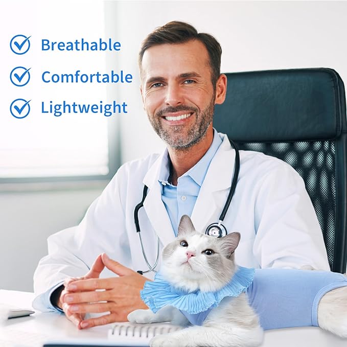 Cat Recovery Suit Cat Onesie for Cats After Surgery Female, Breathable Cat Surgery Recovery Suit for Abdominal Wounds Post-Surgery, Cat Surgical Spay Recovery Shirt for Cats Kitten Blue Small Coppthinktu