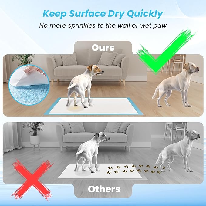 Puppy Pee Pads for Dogs 32"x36" 60 Count, Pee Pads Extra Large, Leak-Proof & Super Absorbent Dog Pee Pads, Thicken Disposable Potty Pads Puppy Training Pads for Cats Rabbits - PAWPICO