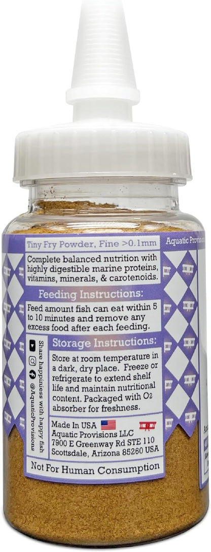Tiny Fry Fish Food 1.76 oz, Fine Powder for Newborn Aquarium Fish AquaticProvisions