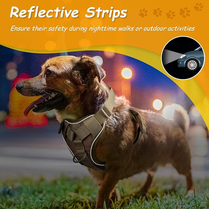 AUROTH Dog Harness for Large Dogs, Dog Vest Harness Large Size Dog, Large Dog Harness, No Pull Dog Harness for Large Dogs with Handle, Army Yellow L - PAWPICO