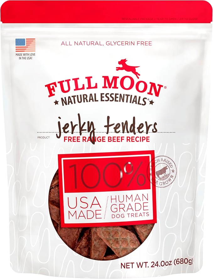 Full Moon All Natural Essentials Beef Jerky Tenders Free Range Human Grade 24 oz - PAWPICO