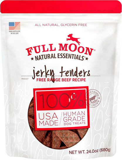 Full Moon All Natural Essentials Beef Jerky Tenders Free Range Human Grade 24 oz - PAWPICO