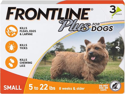Frontline Plus Flea and Tick Treatment for Small Dogs Upto 5 to 22 lbs. 3 Treatments FRONTLINE%C2%AEBrandProducts