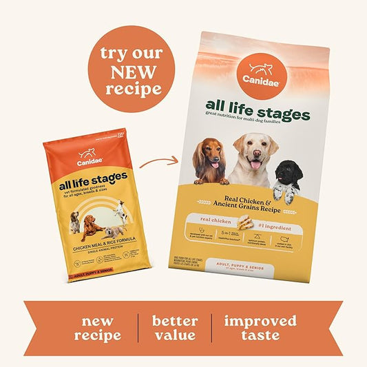 Canidae All Life Stages Premium Dry Dog Food for All Breeds, All Ages, Chicken Meal & Rice Formula, 5 lbs. - PAWPICO