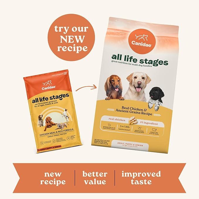 Canidae All Life Stages Premium Dry Dog Food for All Breeds, All Ages, Chicken Meal & Rice Recipe, 27 lbs. - PAWPICO