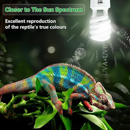 LUCKY HERP UVA UVB Reptile Light 5.0, Tropical UVB 100 Compact Fluorescent Lamp, UVB Light for Reptiles 23W, UVA UVB Reptile Light Bulb, UVB Bulb for Reptiles Chameleons Lizards Tortoises Snakes LUCKYHERP