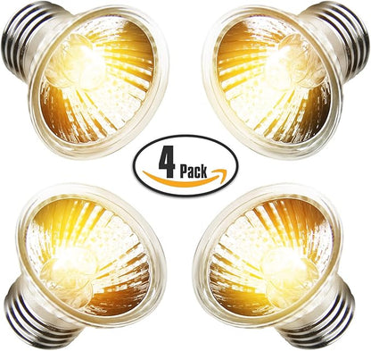 Reptile Heat Lamp Bulbs 4-pack (25W*2/50W*2), Amphibian Basking Light Bulb,Reptile Daylight Bulb, for Turtle,Bearded Dragon,Lizard,Works with Various Lamp Fixtures DTZYServiceforYourLife