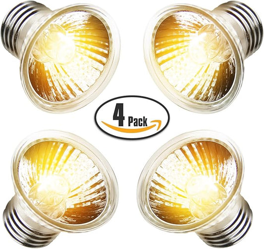 Reptile Heat Lamp Bulbs 4-pack (25W*2/50W*2), Amphibian Basking Light Bulb,Reptile Daylight Bulb, for Turtle,Bearded Dragon,Lizard,Works with Various Lamp Fixtures DTZYServiceforYourLife
