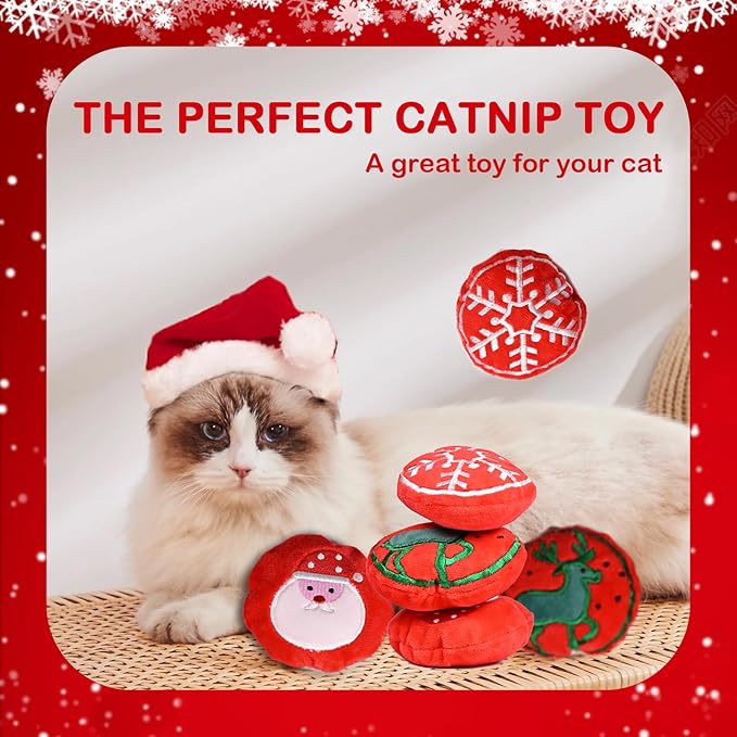 Christmas Catnip Toys Gentle Oral Hygiene; Cat Chew Toys That Stimulate Hunting and Transfer Behavior;Suitable for All Cats - PAWPICO