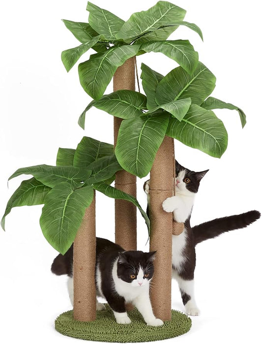 31.5Inch Cat Scratching Post,Cat Scratcher Tree with 3 Scratching Poles & 2 Interactive Dangling Balls,Cats Scratching Posts for Indoor Kitten & Adult Cats - PAWPICO
