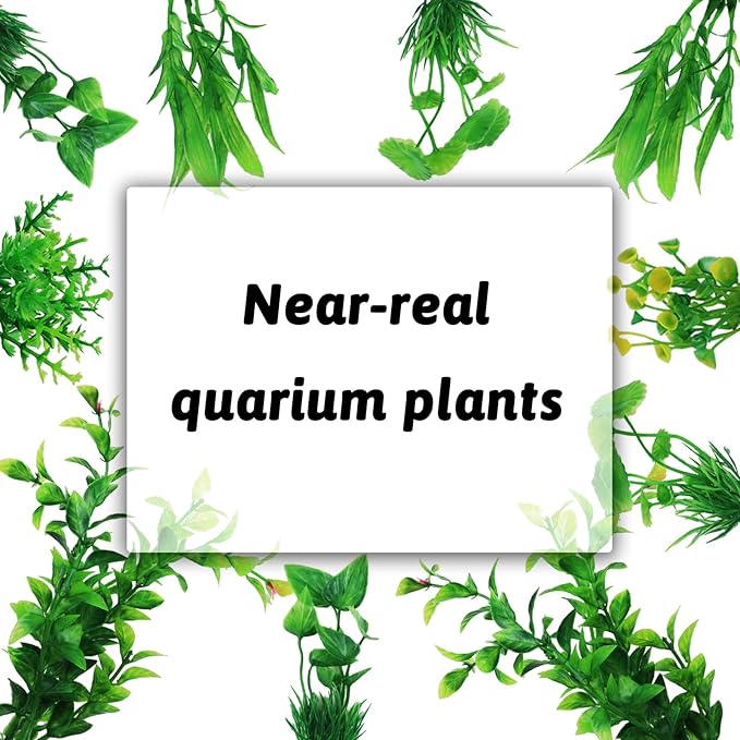 PietyPet Fish Tank Accessories Green Plants, 10pcs Green Fish Tank Decorations, Aquarium Decor Plastic Plants Bxlive