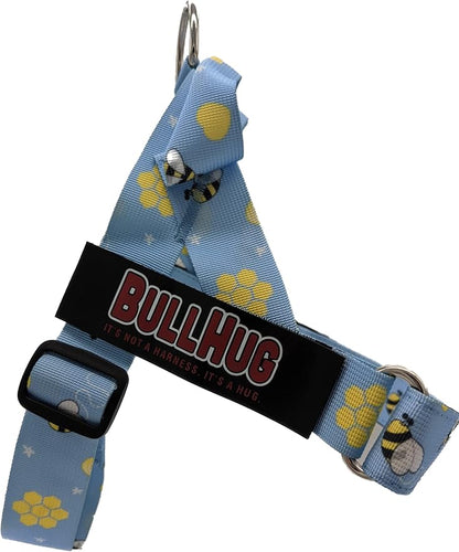 BULLHUG Harness – Made for Larger Chested Dogs Like English Bulldogs, French Bulldogs, Pugs & More. Stops Dogs from Pulling & Choking on Walks (Bumble BEE, XL) BULLHUG