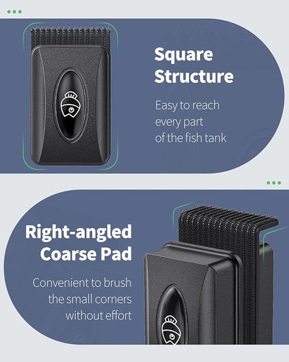 Pawfly Aquarium Magnetic Brush Fish Tank Glass Cleaner 2 Inch Mini Stain Scrubber Pads Aquarium Cleaning Tool for 1/5 Inch Thick Fish Tank up to 10 Gallons (Non-Floatable) Pawfly