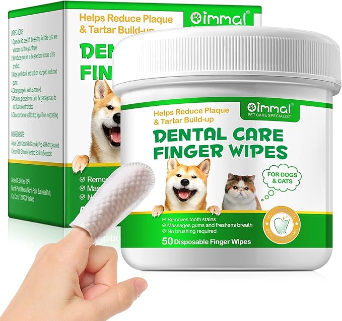 ALIVO Dental Teeth Cleaning Wipes for Dogs & Cats, Remove Bad Breath by Removing No-Rinse Dog Finger Toothbrush, Disposable Gentle Cleaning Pet Dental Care Wipes, 50pc PAWPICO
