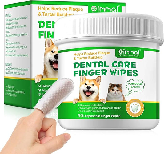 ALIVO Dental Teeth Cleaning Wipes for Dogs & Cats, Remove Bad Breath by Removing No-Rinse Dog Finger Toothbrush, Disposable Gentle Cleaning Pet Dental Care Wipes, 50pc PAWPICO