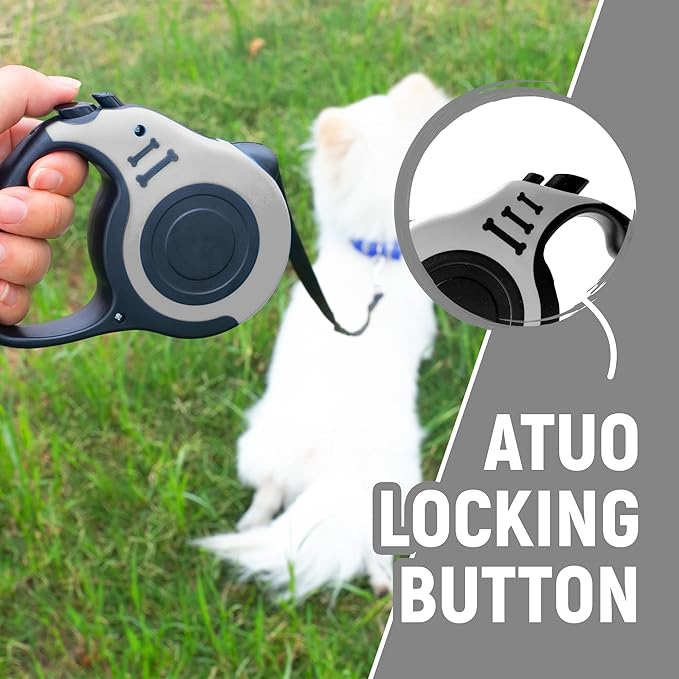 Retractable Dog Leash Automatic Telescopic Tractor Dog Tape, Pet Tape 10/16 FT Durable and Convenient, with Folding Bowl, Dispenser, Rubbish Bags, Suitable for Small and Medium Dogs LIEVUIKEN