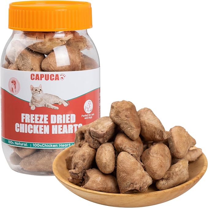 Chicken Hearts Dog Treats - Freeze Dried Chicken Heart Cat Treats Single Ingredient All Natural High Protein Pet Treats（3.5OZ） - PAWPICO