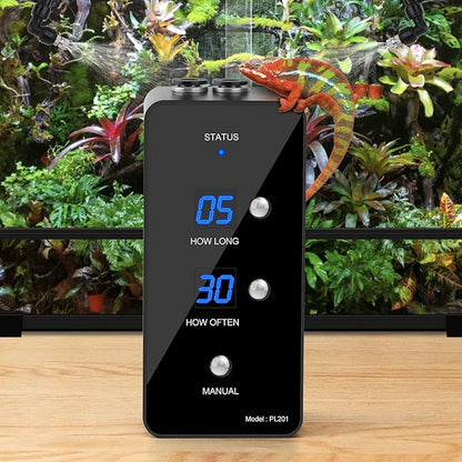 Moistenland Reptile Humidifier, Misting System for Reptile Terrariums, Automatic Misting System with Adjustable Spray Nozzles, Black Moistenland