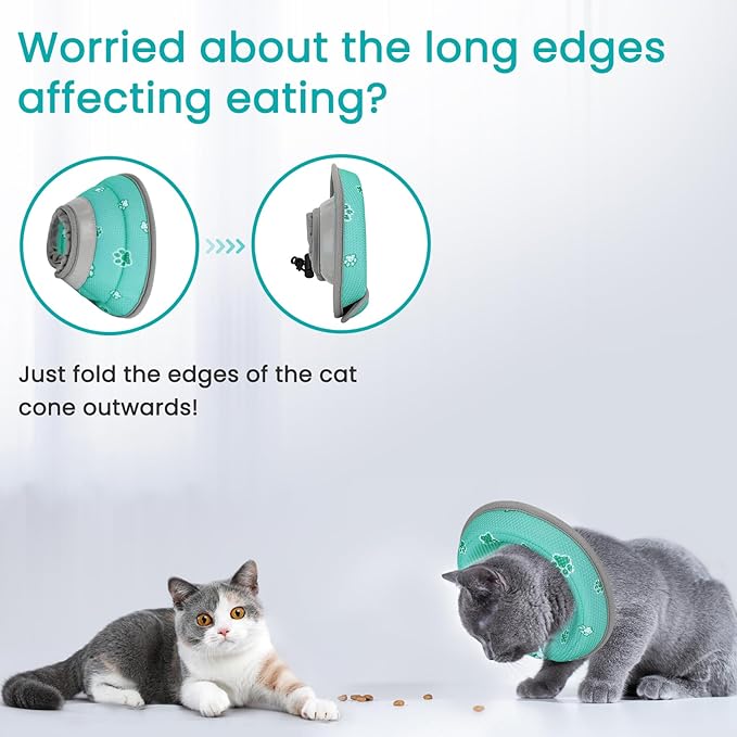 Cat Cone Collar Soft, Cat Recovery Collar Stop Licking After Surgery, Kitten Elizabethan Collar, Adjustable, Lightweight, Comfortable - Green, S IDOGCHEW