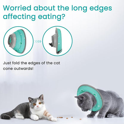 Cat Cone Collar Soft, Cat Recovery Collar Stop Licking After Surgery, Kitten Elizabethan Collar, Adjustable, Lightweight, Comfortable - Green, S IDOGCHEW
