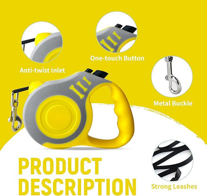 Retractable Dog Leash Automatic Telescopic Tractor Dog Tape, Pet Tape 10/16 FT Durable and Convenient, with Non-Slip Handle, Suitable for Small and Medium-Sized Dogs - PAWPICO
