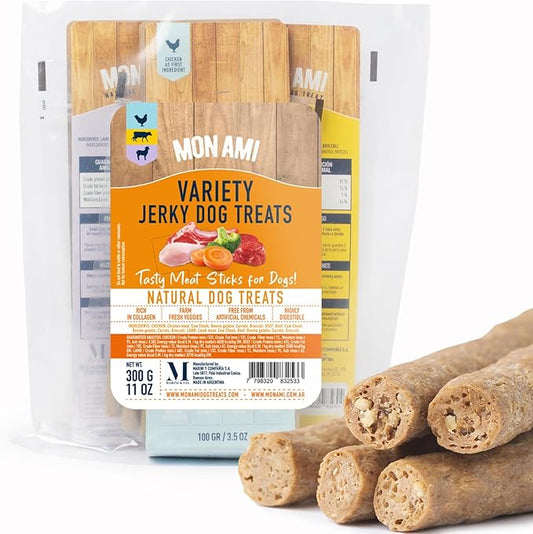 Mon Ami Variety Dog Treats Meat Sticks for Dogs with Farm Fresh Vegetables – Human Grade Dog Treats with Superfoods - Training Treats for Dogs - Healthy Dog Treats for Small, Medium and Large Dogs - PAWPICO