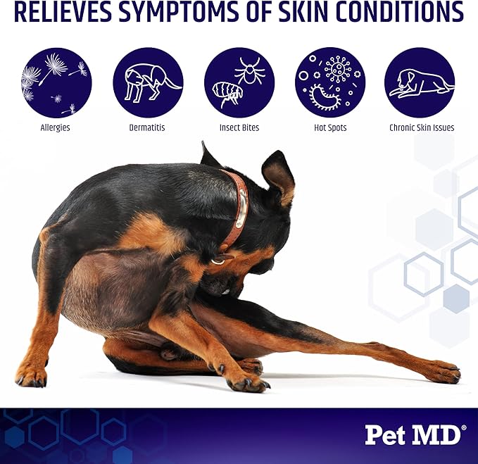 Pet MD Hydrocortisone Spray for Dogs, Cats, Horses - Itch Relief Spray & Hot Spot Treatment for Dogs, Irritated Dry Itchy Skin, Allergies, and Dermatitis - Reduces Topical Inflammation - 4 oz PetMD