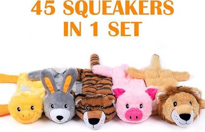 Nocciola 5 PCS Less Stuffing Dog Squeaky Toys for Aggressive Chewers, Durable Plush Dog Toy Set with Stuffed Head for Small to Large Dogs - PAWPICO