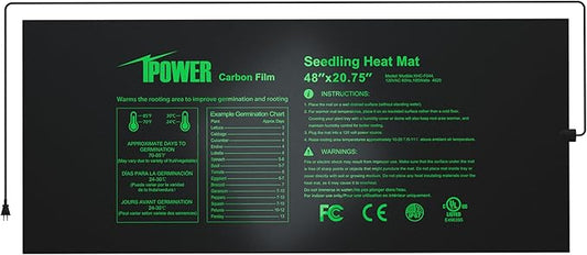 iPower 48” x 20.75” Seeding Heat Mat Upgraded Carbon Film Indoor Warm Hydroponic Plant Germination Starting Pad Durable Waterproof iPower