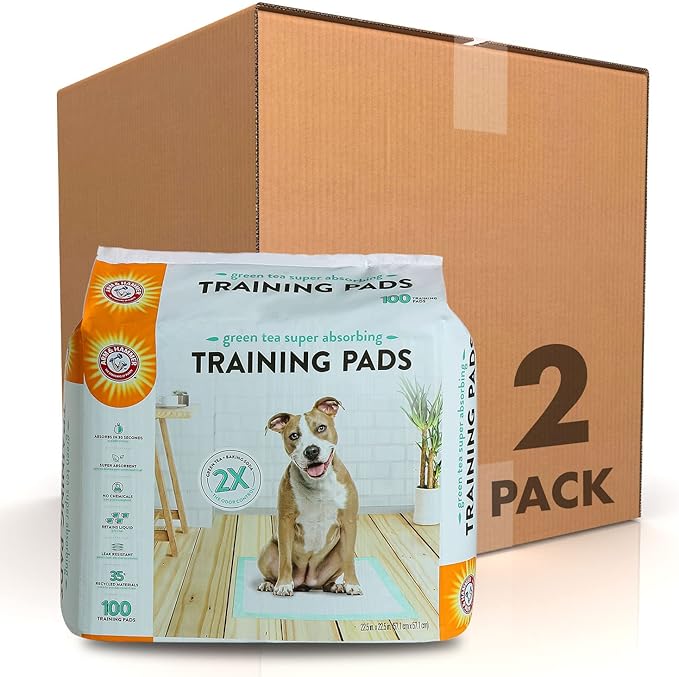 Arm & Hammer Green Tea Pet Training Pads Dog Training Pads with Super Absorbing and Arm & Hammer Baking Soda for 2X The Odor Control Leakproof & Recycled Training Pads for Dogs(Pack of 2,200 Count) - PAWPICO