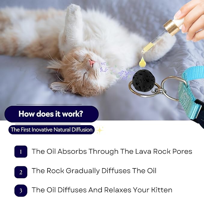 Kitten Calming Collar with 100% Natural Oil, Cat Stress and Anxiety Relief, Kitten Calming Products, Breakaway, Vet-Approved (Pure Jasmine) ROLLERPAWSTER