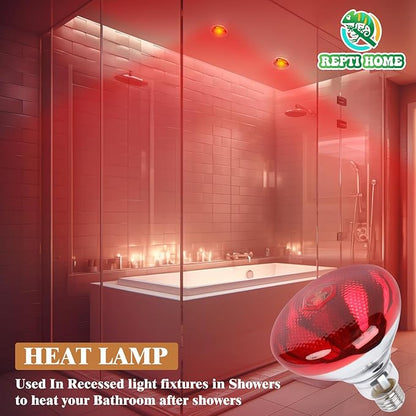 250W Red Heat Lamp Bulbs for Chicken,Infrared Flood Light Heat Lamp Bulb, Incandescent Light Heat Lamps for Chicks, Reptile, Pets, Par38 Glass E26 Base REPTIHOME
